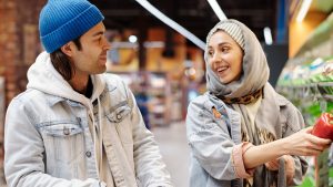 Happy Couple Buying Groceries