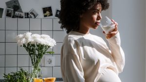 Pregnant Woman Drinking Milk